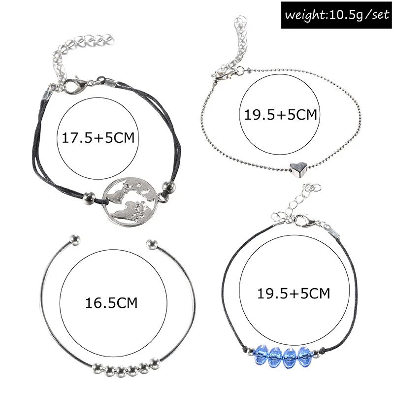 2019 модный тканый браслет в форме сердца карта Циркон 4 шт. набор Ювелирные