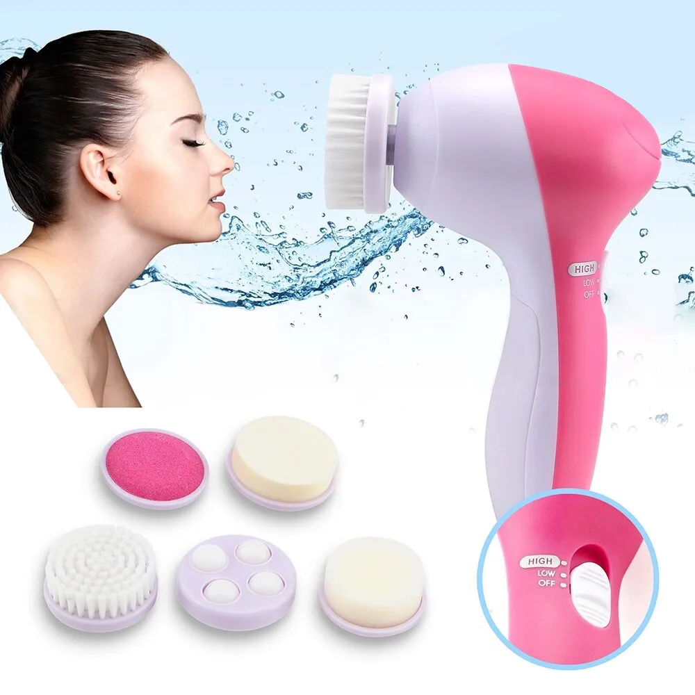 5 in 1 Professional Electric Facial Cleanser Wash Face Machine Pore Cleaner Mini Beauty Massager Brush Cleaning Skin Care | Красота и