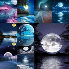 5D алмазная живопись звездное небо полная луна полностью Алмазная ручная работа круглый фотография украшение для дома подарок