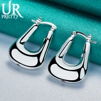 upretty new 925 sterling silver 17mm u shape hoop earring for women lady party wedding engagement charm jewelry gift