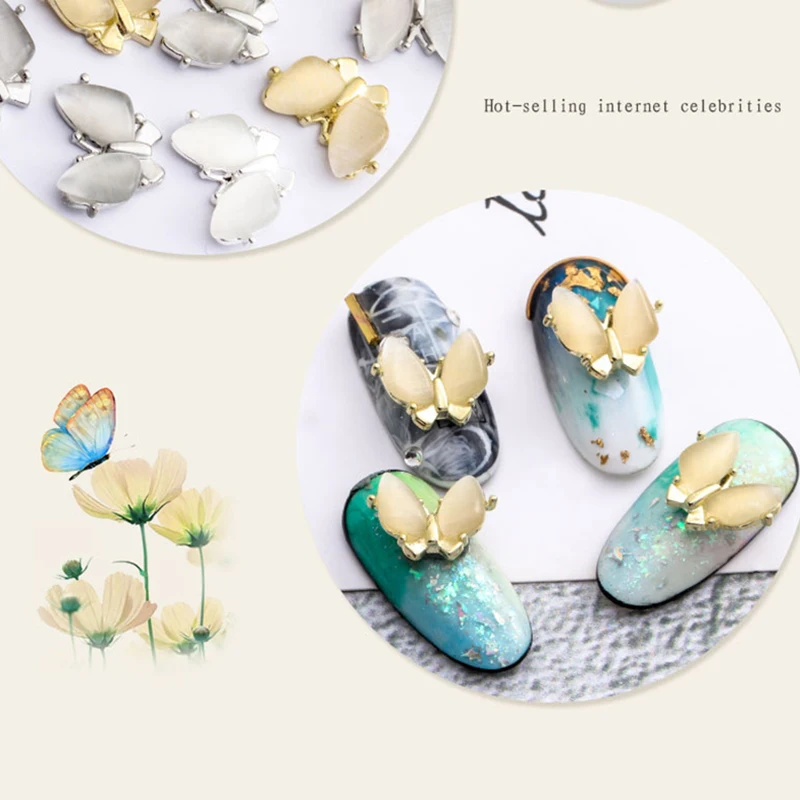 

10 шт. DIY 3D бабочка Янтарный сплав ювелирные изделия Стразы для дизайна ногтей Золотые кристаллы подвески