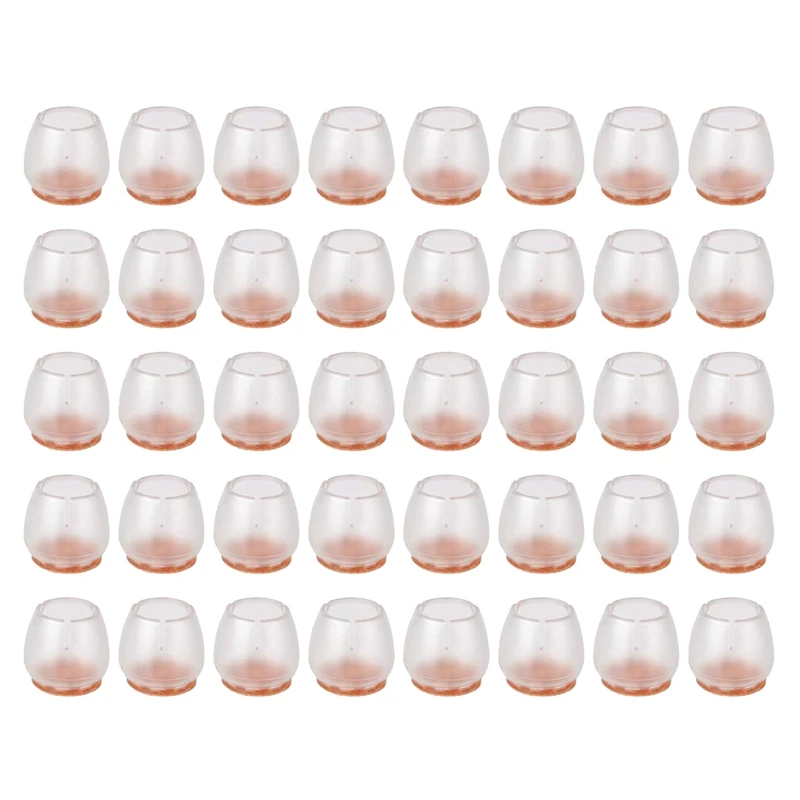 

Transparent Silicone Round Furniture Table Chair Leg Caps Floor Protectors Caps,with Felt Pads,Fit 0.99-1.14 In,40 Pack