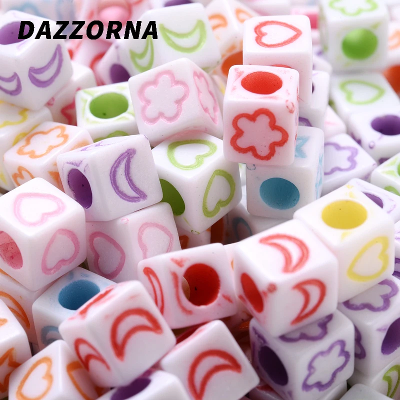 Оптовая продажа 100 шт. бусины в форме Луны сердца букв 6x6 мм кубики