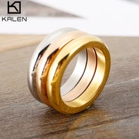 kalen 3 piecesset ring rose goldsilver color titanium steel round rings for women wedding jewelry anniversary simple ring set