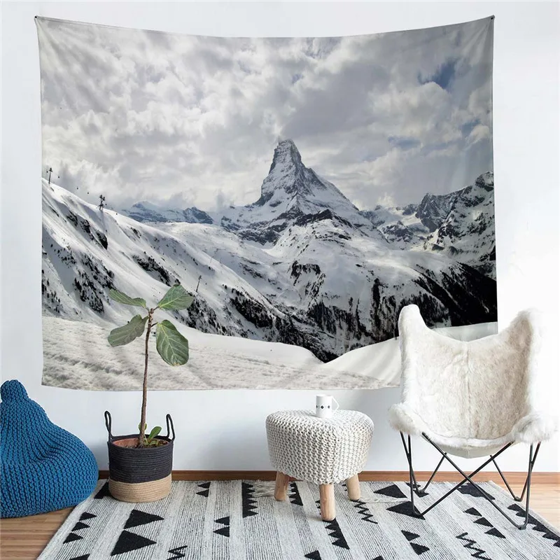 

Snow Mountain Printed Living Room Decoration Wall Hanging Tapestry Yoga Mat Rug Home Decor Art