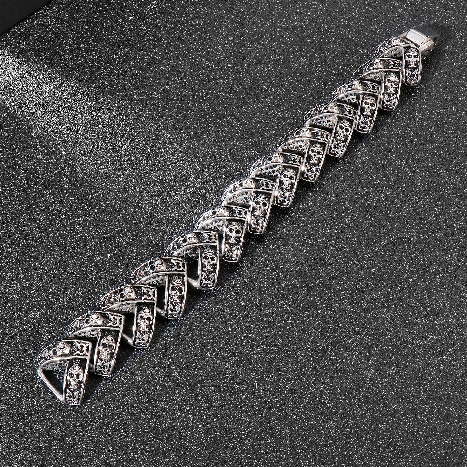 

27mm Big Skull Bracelet Men Stainless Steel 316L Gothic Biker Jewelry