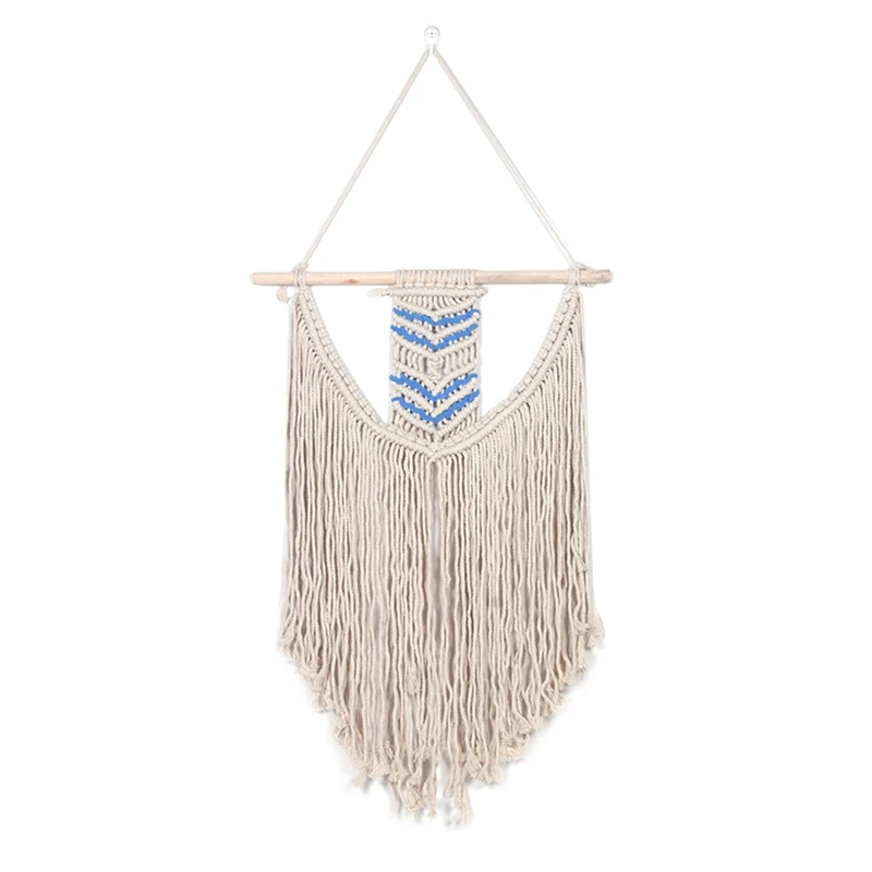 

Macrame Woven Wall Hanging Wall Tapestry - Boho Chic Bohemian Art with Long Tassel for Apartment Dorm Room Decoration