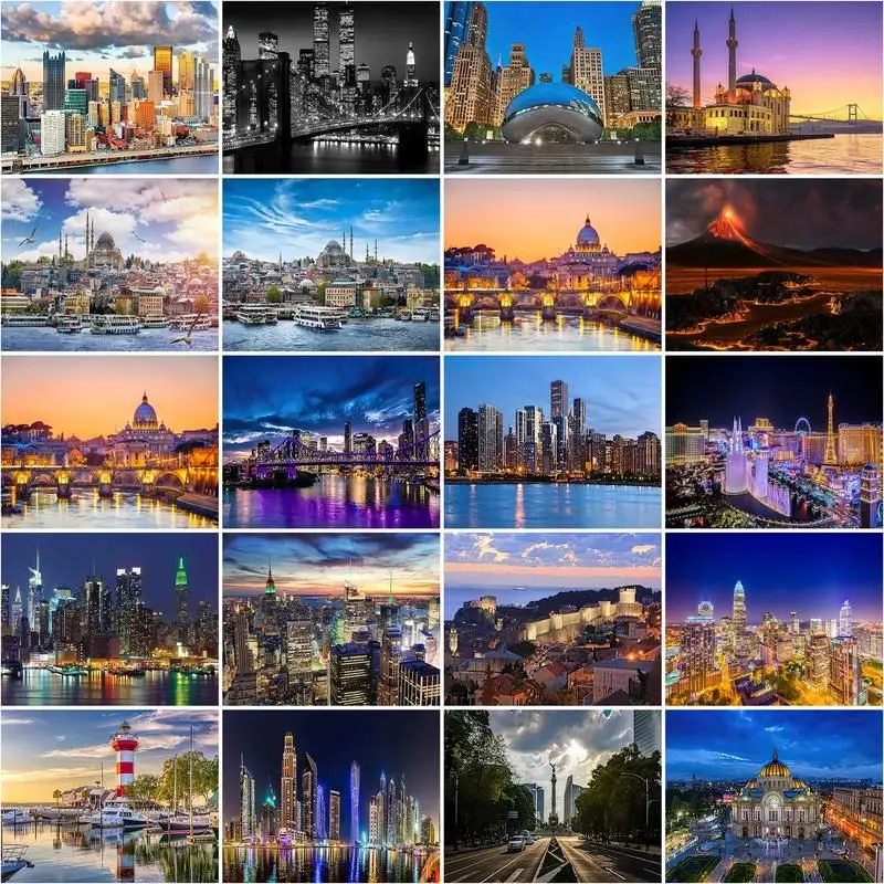 

CHENISTORY 5d Diamond Painting City Landscape Full Square&Round Diamond Embroidery Mosaic Home Decor 40*50cm