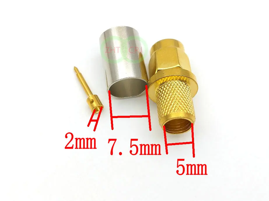 100 шт. SMA штекер RF Coax Jack обжимной кабель для RG5 RG6 5D FB H155 LMR300 прямой