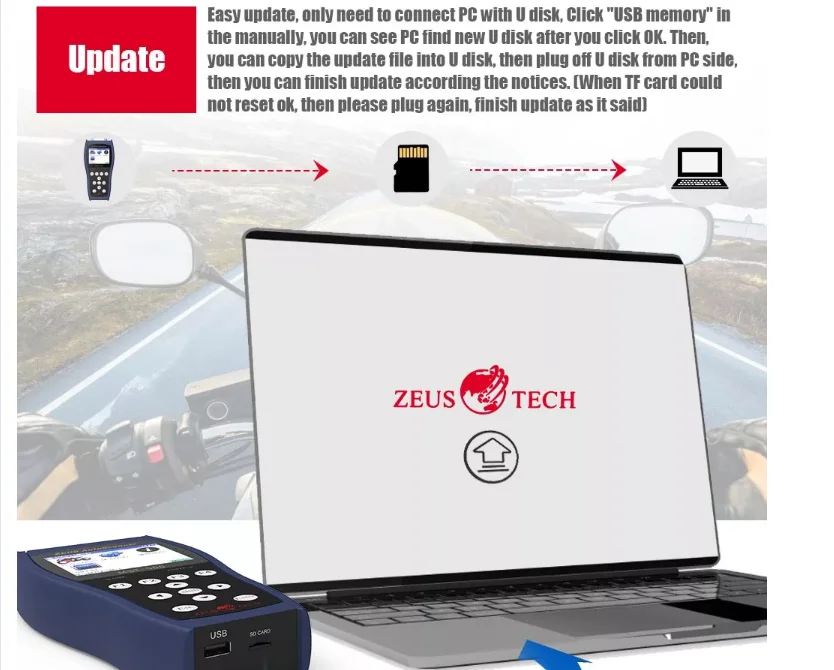 MST500 Азиатский диагностический инструмент для мотоцикла Zeus Motor-scan универсальный