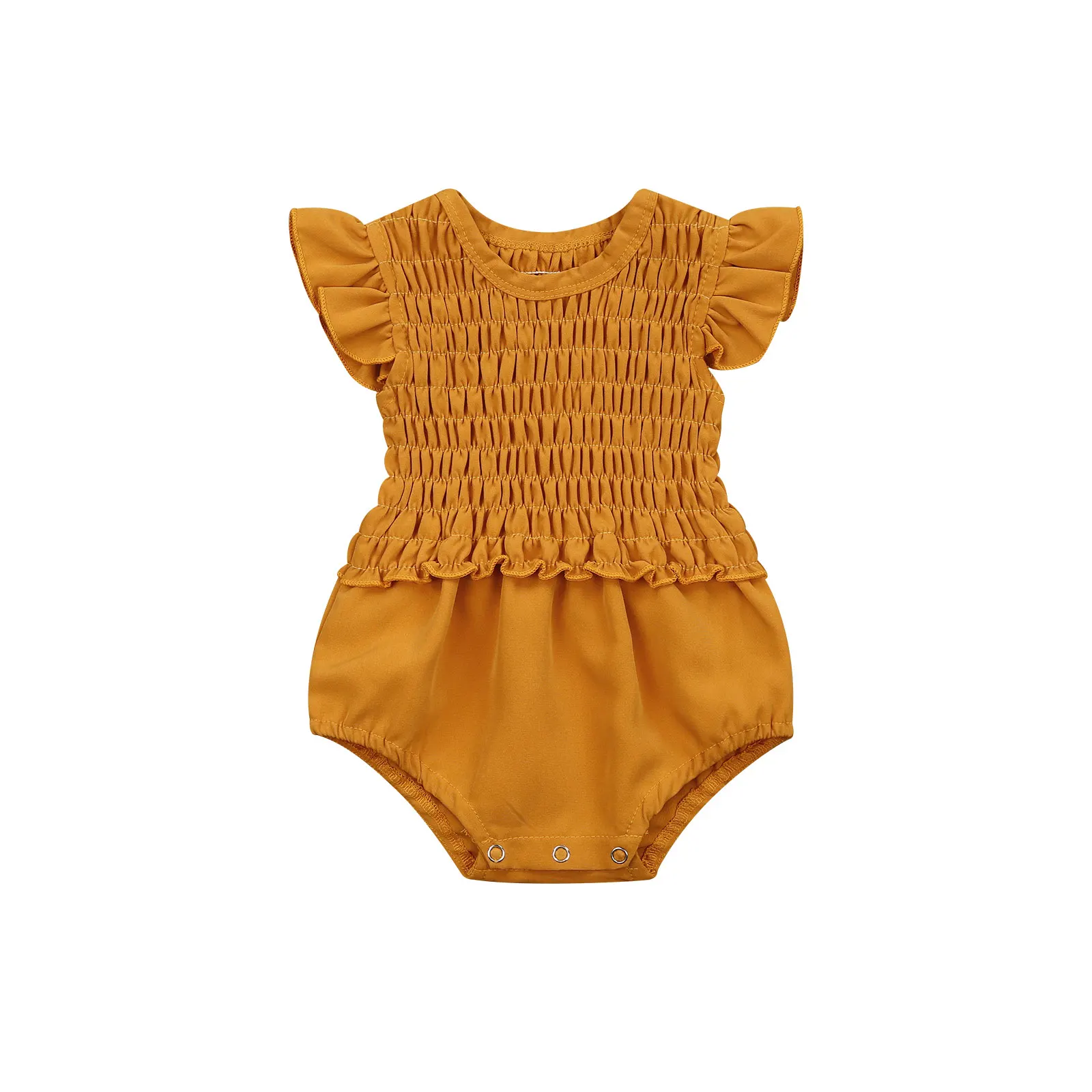 Комбинезон для маленьких девочек однотонный плиссированный Эластичный Ромпер с