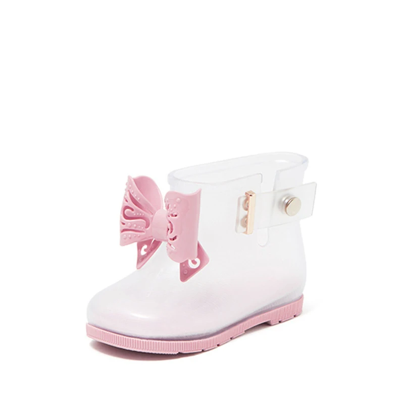 Детские резиновые сапоги для девочек водонепроницаемые из ПВХ с бантом