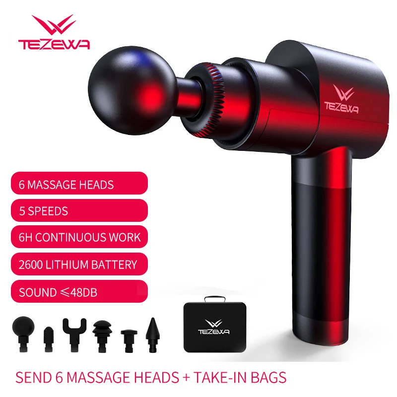 TEZEWA новые продукты массаж мышц пистолет глубокая ткань Массажер терапия с 6