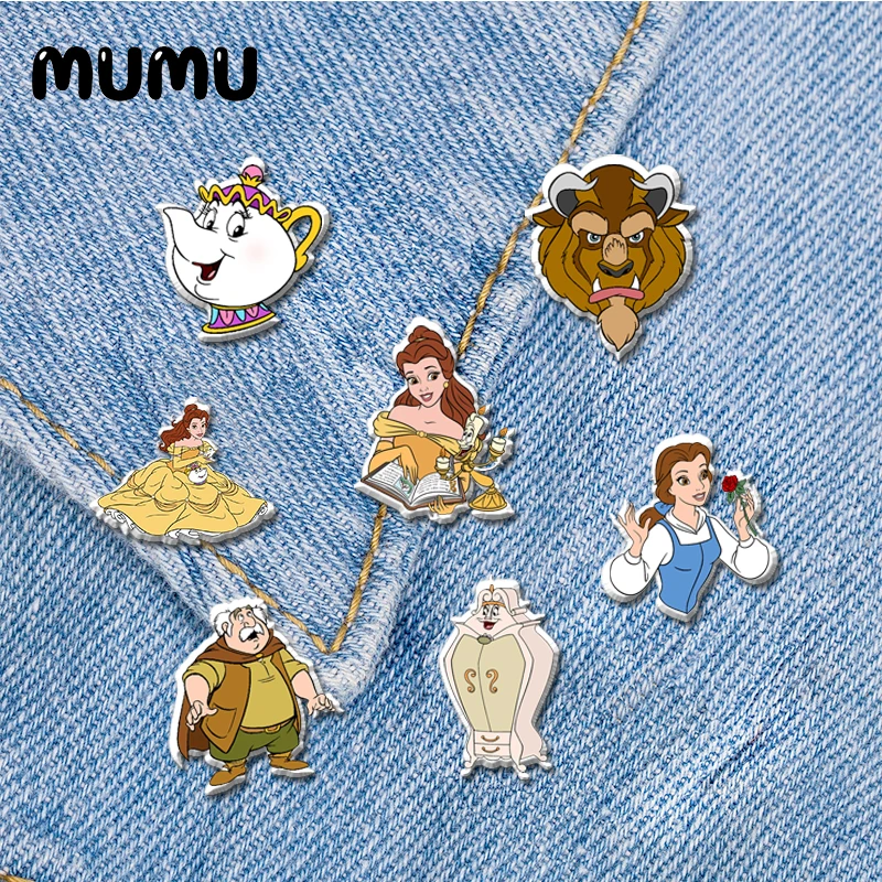 2021 Новый Красота и с рисунком из мультфильма Красавица Чудовище штырь отворотом