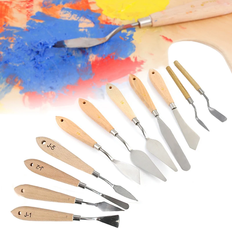 11Pcs Palette Texture Scraper Tool Paint Art Oil Mix Scrape Draw Spatula artist Painter Drawer Pigment watercolor Student | Дом и сад