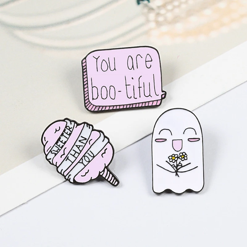 Симпатичная Коллекция мультфильмов брошь милая конфета роза призрак Розовая