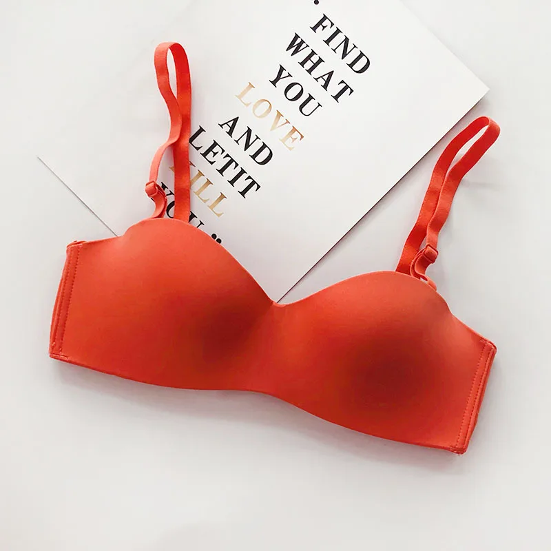 Оранжевый Бесшовное сексуальное женское нижнее белье, Топ-бра для девочек, Женские глянцевые бюстгальтеры - Цвет: Оранжевый