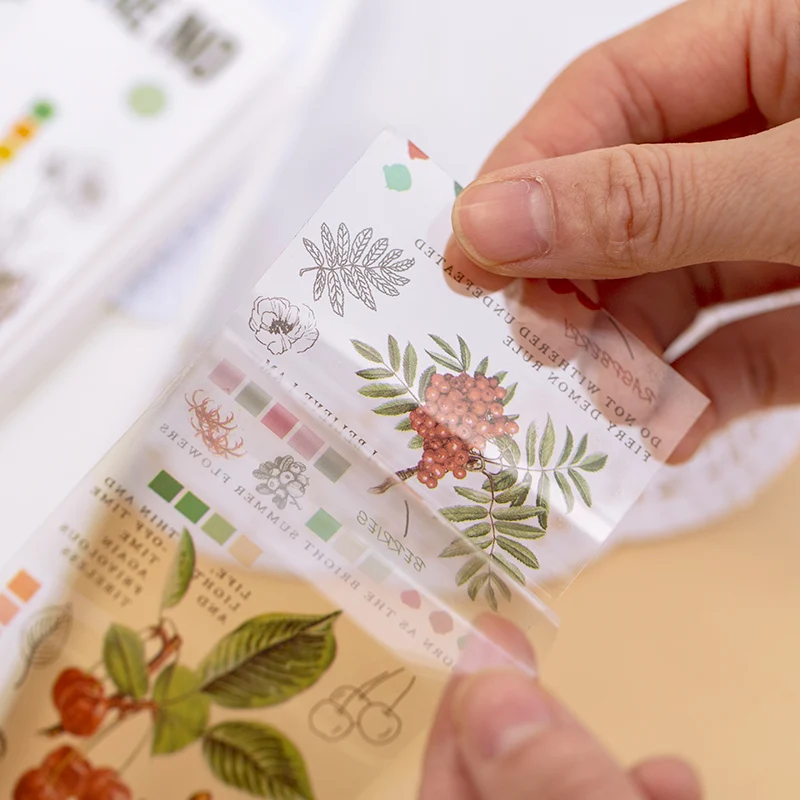 Винтажная Коллекция цветов журнал декоративная васи лента прозрачная растения