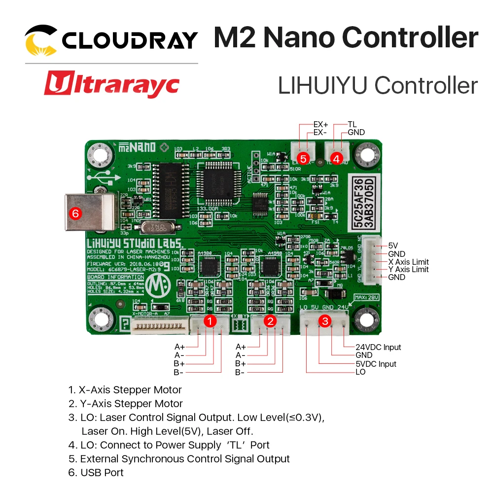 Ultrarayc LIHUIYU M2 нано лазерный контроллер материнская основная плата+ панель управления+ ключ B система гравер Резак DIY 3020 3040 K40
