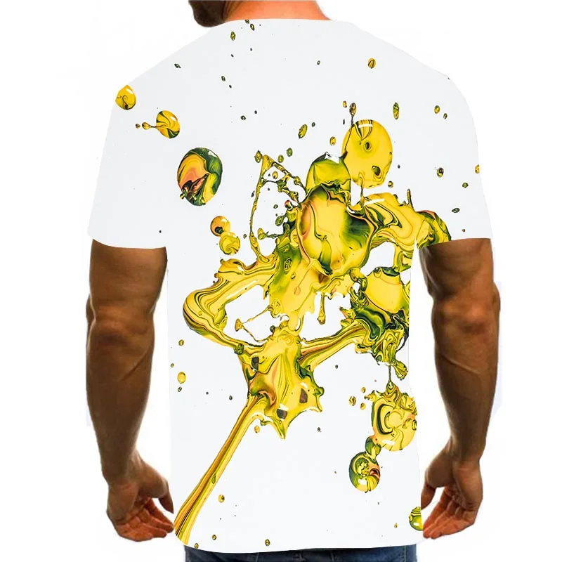 

Men's Abstract Shirt 3D Print T-Shirt Summer Liquid Graphic Tees Pattern Tops