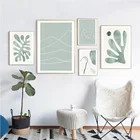 Современный настенный абстрактный постер с зеленой линией, Художественная печать для украшения гостиной