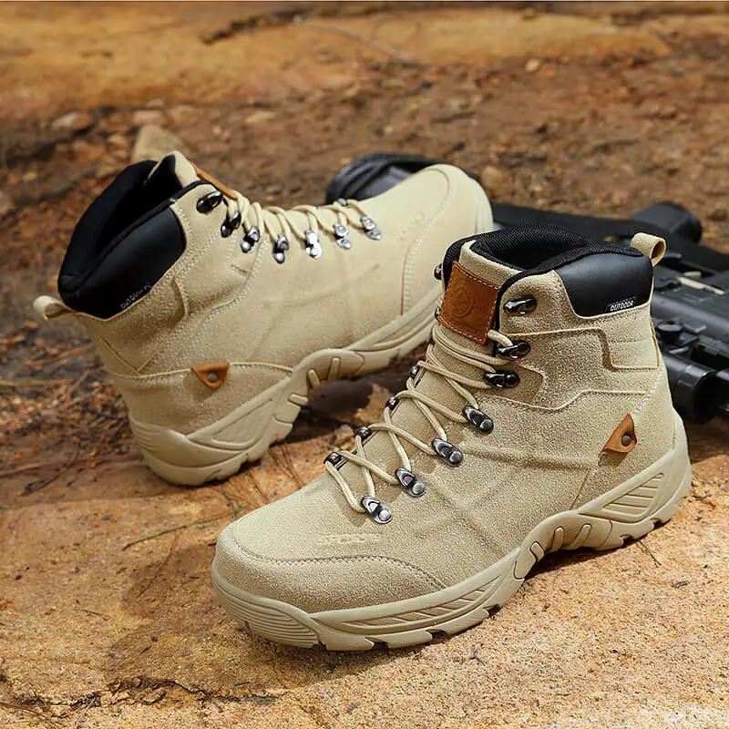 2022 Outdoor Waterproof Desert Men Tactical Boots Suede Leather Hiking Shoes Men Sneakers Lightweight Combat Military Army Boots