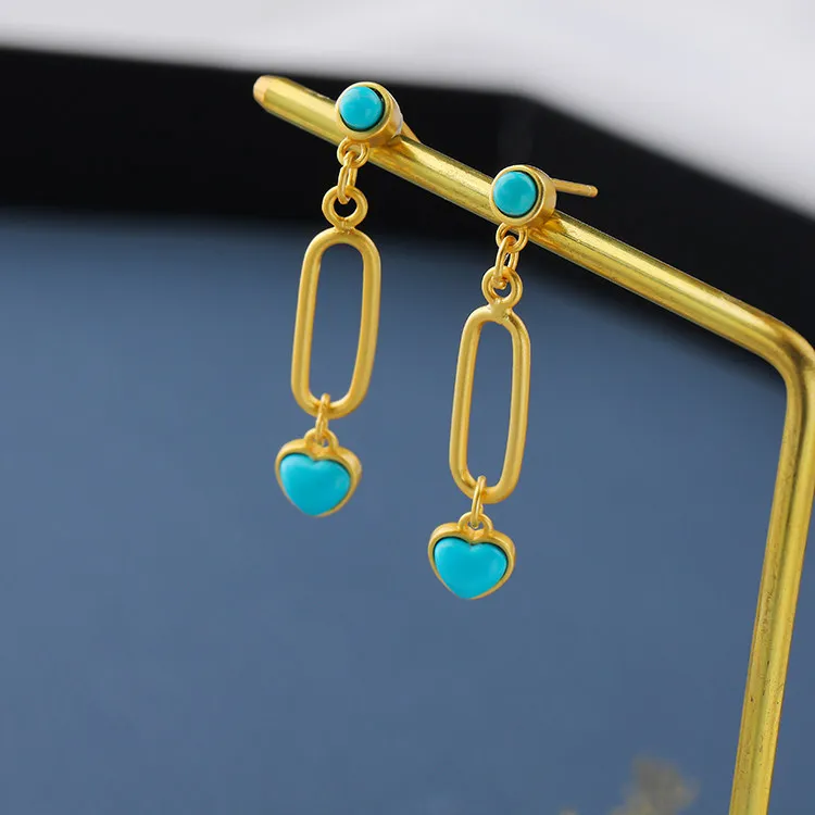 Женские серьги-подвески из серебра 925 пробы в форме сердца | Украшения и