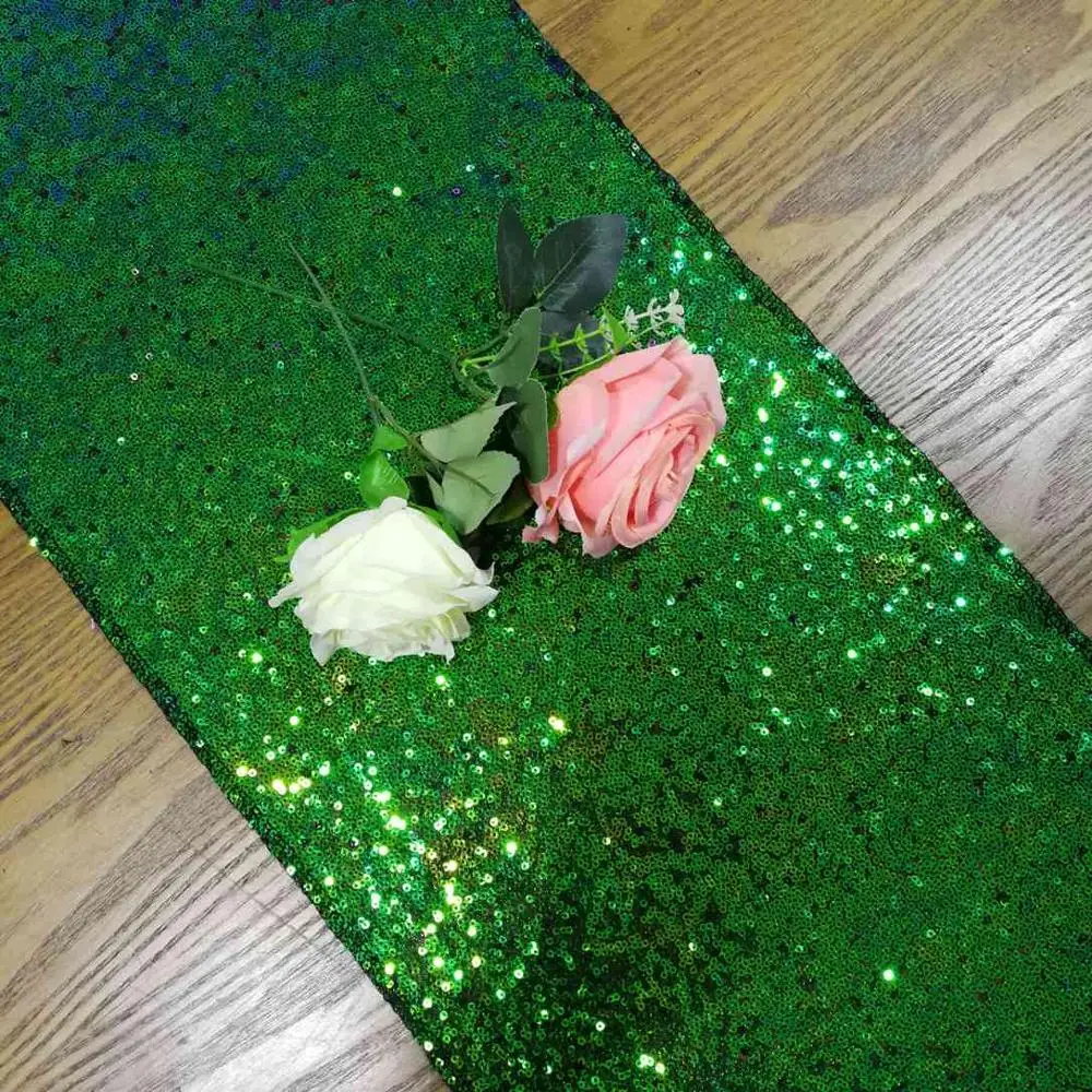 Sequin Table Runners Green Dining Runner 2 Pieces 12x108-Inch Party Wedding Decoration for Table-M1206 |