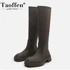Taoffen2022 женские высокие сапоги; Обувь на плоской подошве; Женские зимние теплые сапоги до колена; Модная обувь; Женская обувь; Размеры 35-40