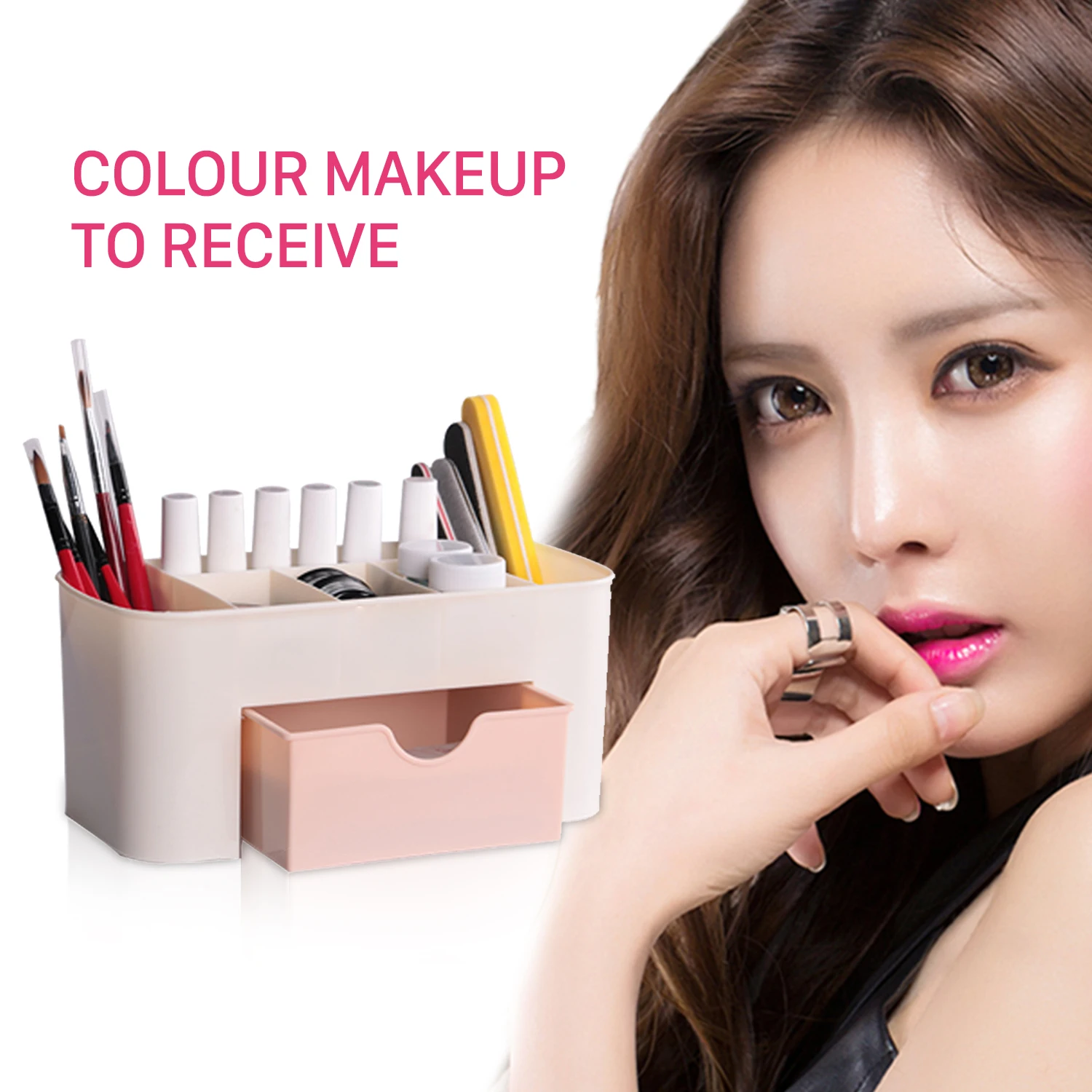 

Plastic Makeup Organizer Desktop Comestics Makeup Storage Case Make Up Container Medicine Sundries Case Desk Organizer