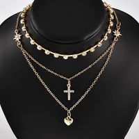 ywzixln boho charm multi layer crystal choker cross heart pendant fashion necklaces bijoux for women elegant choker jewelry n047