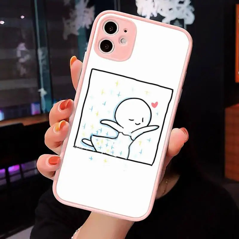 

Phone Case For iPhone 12 11 Mini Pro XR XS Max 7 8 Plus X A pair of lovers bff cartoon cute Matte transparent Pink Back Cover