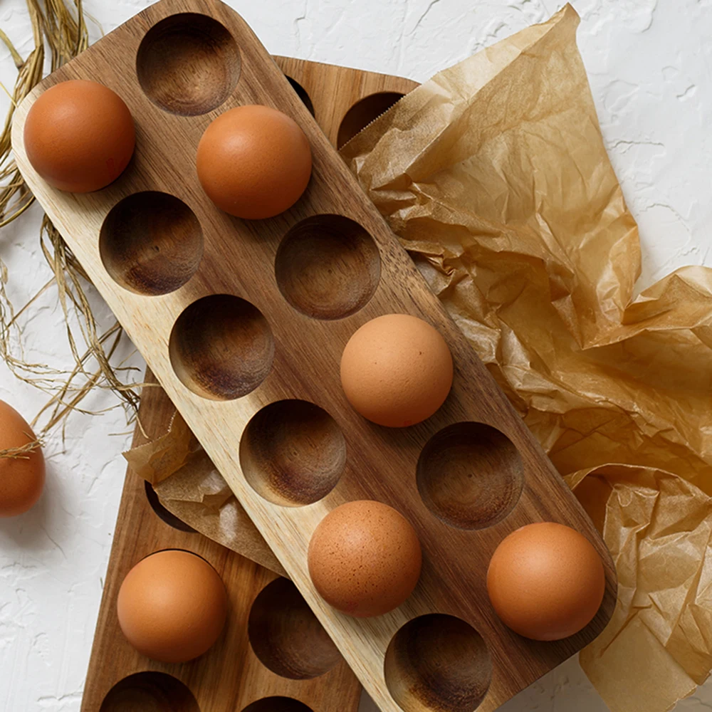 Деревянный двухрядный контейнер для хранения яиц в японском стиле Домашний