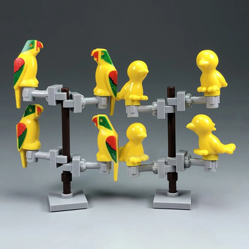 Строительные блоки для животных попугай птица питомец MOC сцена аксессуары