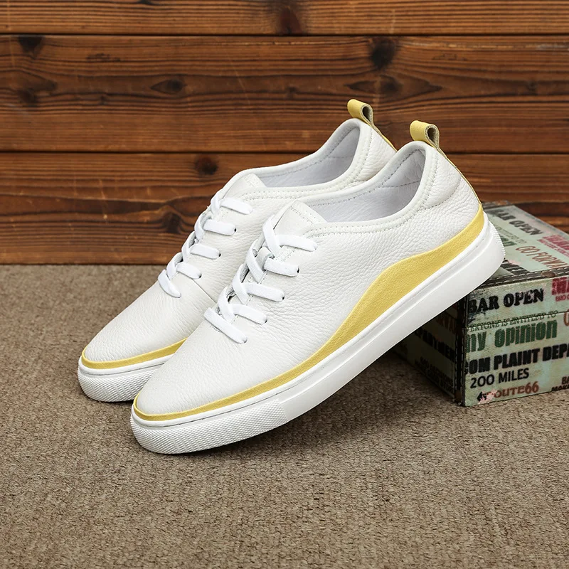 Осенняя Новая повседневная обувь QWEDF мужские кожаные туфли на плоской подошве