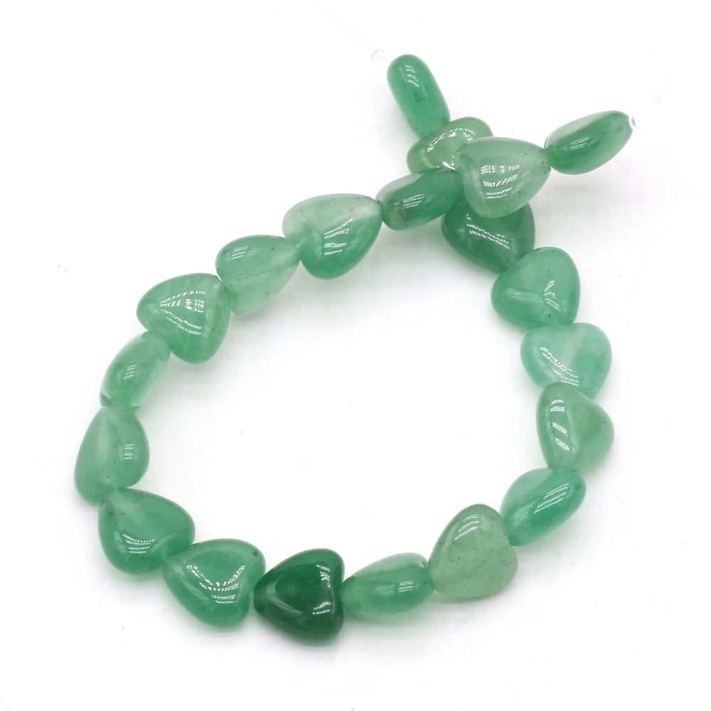 

20Pcs Fashion Heart-Shaped Loose Beads Natural Stone Green Aventurine Beaded for Jewelry Make DIY Necklace Bracelets Accessories