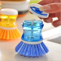 creative kitchen washing utensils brush with liquid soap dispenser plastic pot dish cleaning brush home cleaning products