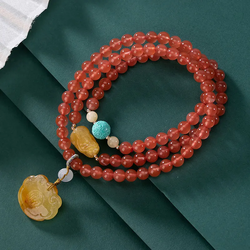 

Novel Rare Cherry Red Agate Bracelets for Women Multi Layers Elastic Rope Gemstones Beading Jewelry 925 Silver Anmber Gift