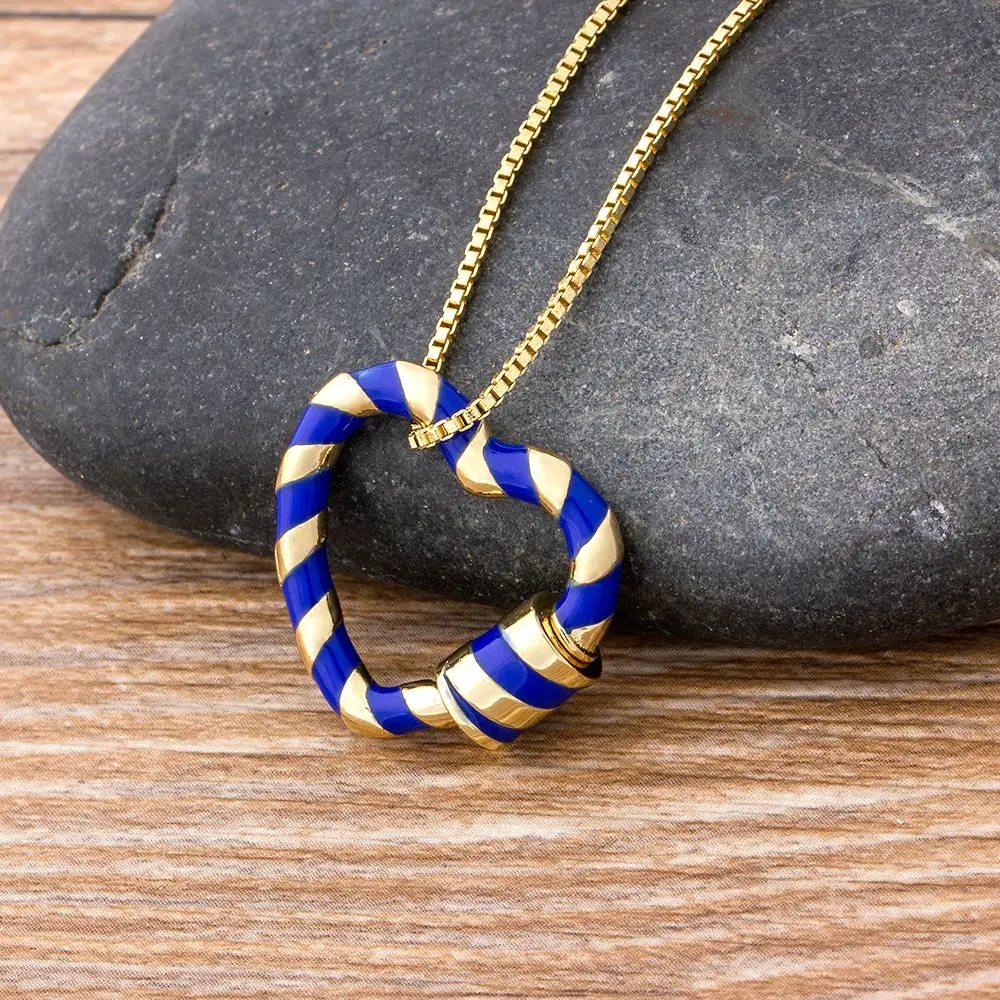 

Fashion High Quality Enamel Pendant Necklace Heart Shape Copper Pendant 5 Colors Choose Best Birthday Party Jewelry