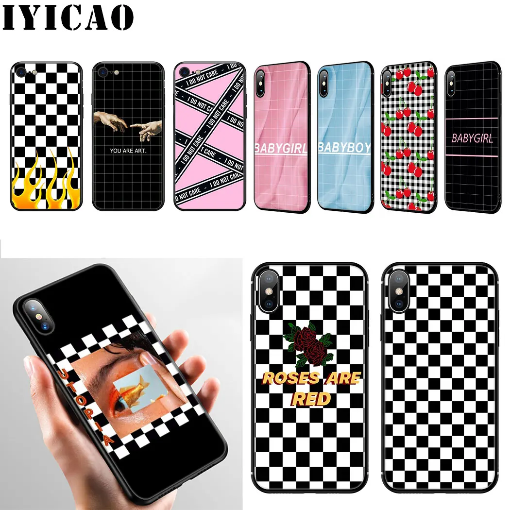 Клетчатый клетчатый Мягкий силиконовый чехол для iPhone 11 Pro Max XR X XS 6 6S 7 8 Plus 5 SE