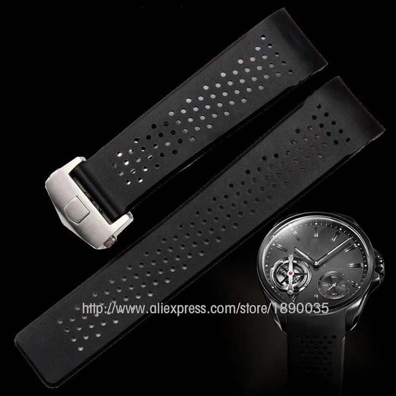 For TAG Wrist straps 22mm 24mm TOP Breathable swimming Rubber Watchband with Stainless Steel Deployment Buckle Watch BANDS