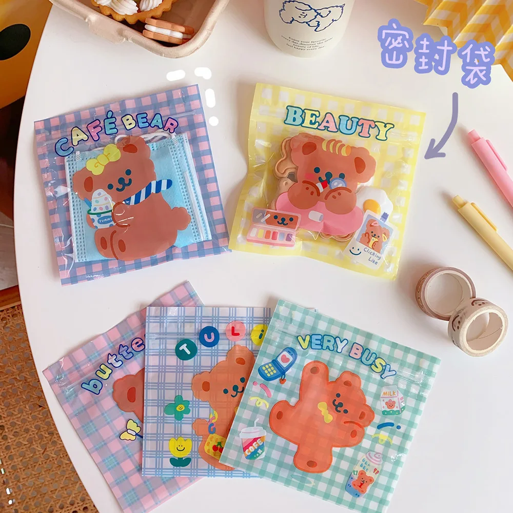 10 шт. корейский Ins милый медведь с карманами для еды домашняя сумка хранения