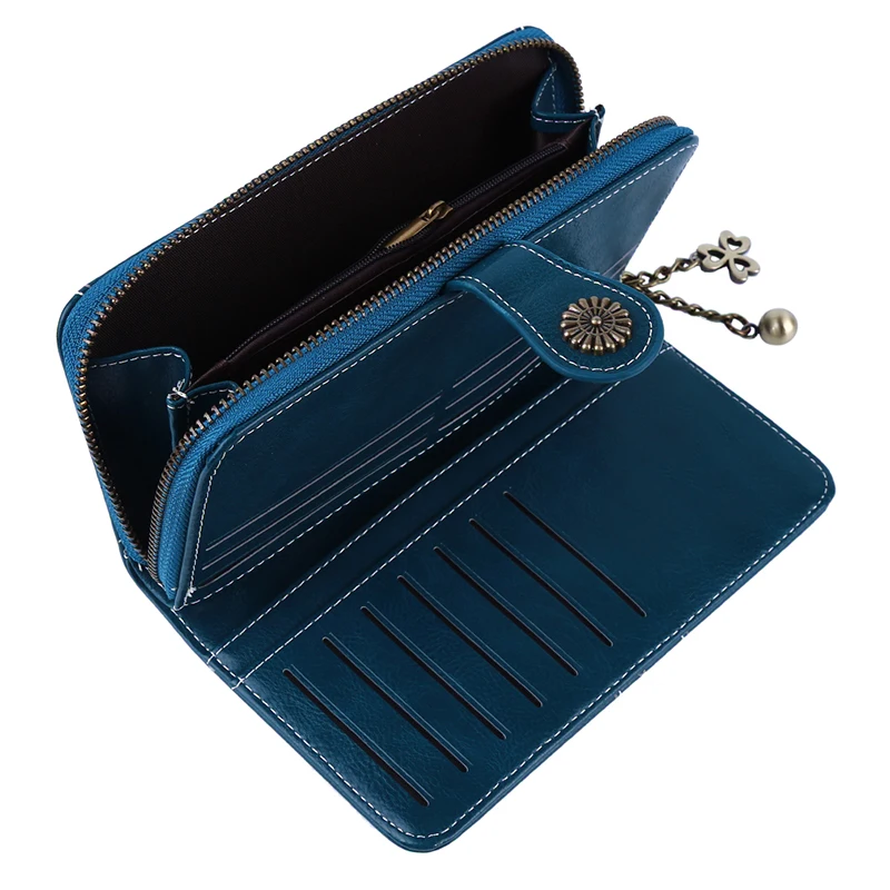 

LKEEP Brand Hollow Women Clutch Leather Wallet Female Long Wallet Women Zipper Purse Strap Money Bag Purse For iPhone Carteira