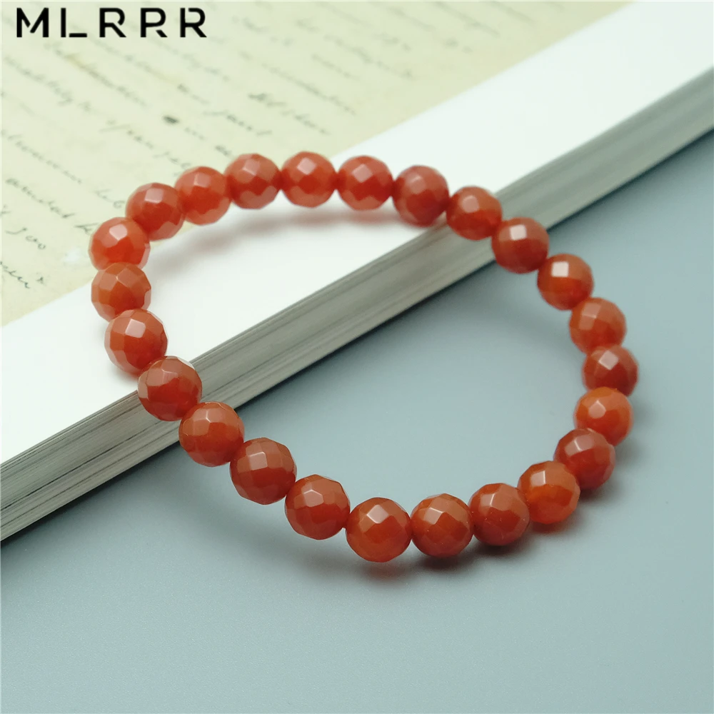 Vintage Classic Natural Stone Jewelry Noble Simple Red Rubies Agates Charms Beaded Strand Bracelets 19cm