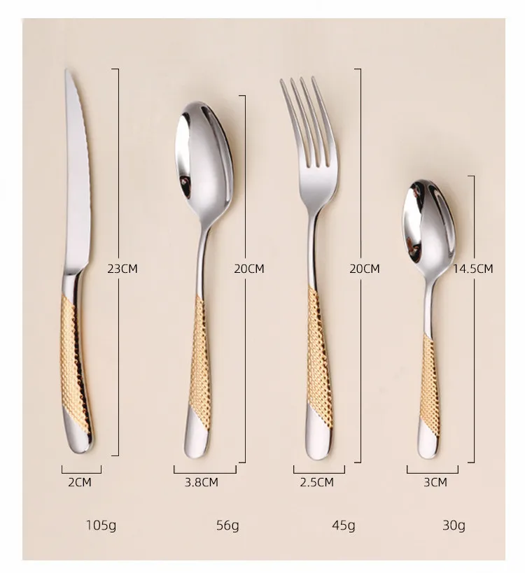 Набор золотых кухонных столовых приборов из нержавеющей стали 18/10 набор 16