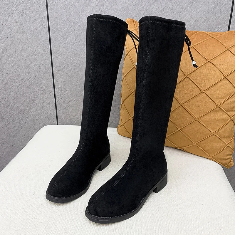 

Thigh High Boots Female Winter Boots Women Over The Knee Boots Flat Stretch Sexy Fashion Shoes 2022 Black Botas Mujer