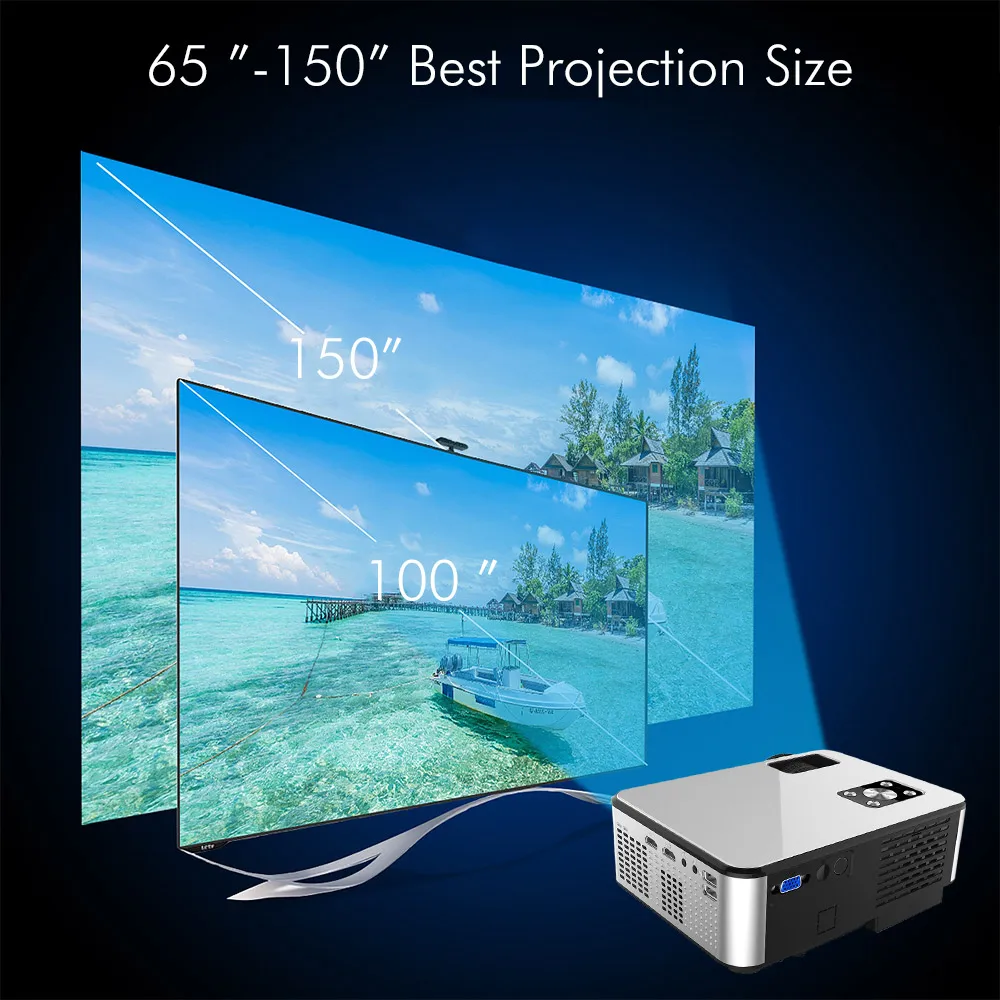 C9 новейший WIFI Android проектор 1280*720P поддержка 4K видео через HDMI домашний кинотеатр |