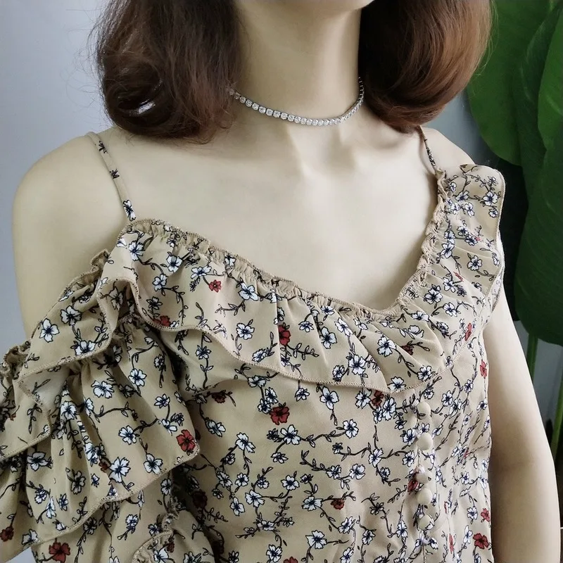 

ORYANA Women'S 925 Magnificent Round Cubic Zirconia Tennis Necklace Classic Female Luxy CZ Choker Minimalist Fine Jewelry