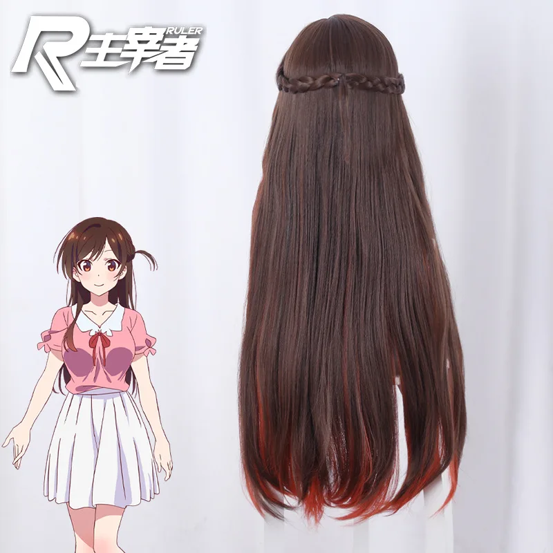 

Rental Girlfriend Mizuhara Chizuru Brown Gradient Orange Red Styling Twist Braid Wig Halloween Cosplay Anime Wig Accessories