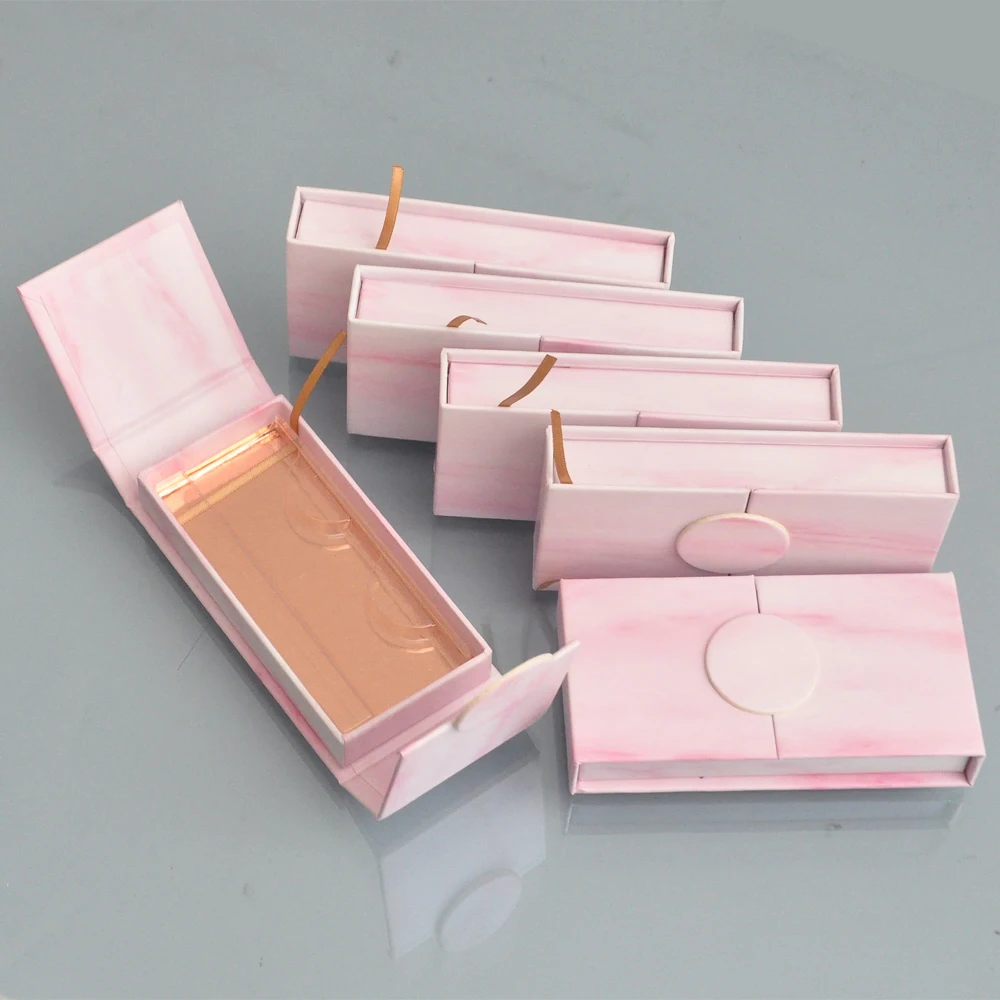 

Wholesale Lash Boxes Packaging Eyelash Box Package Custom Magnetic Marble Pink Faux Cils Makeup Storage Case Vendor Free DHL